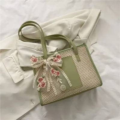 Stylish Straw Vine Tote Woven Shoulder Bag